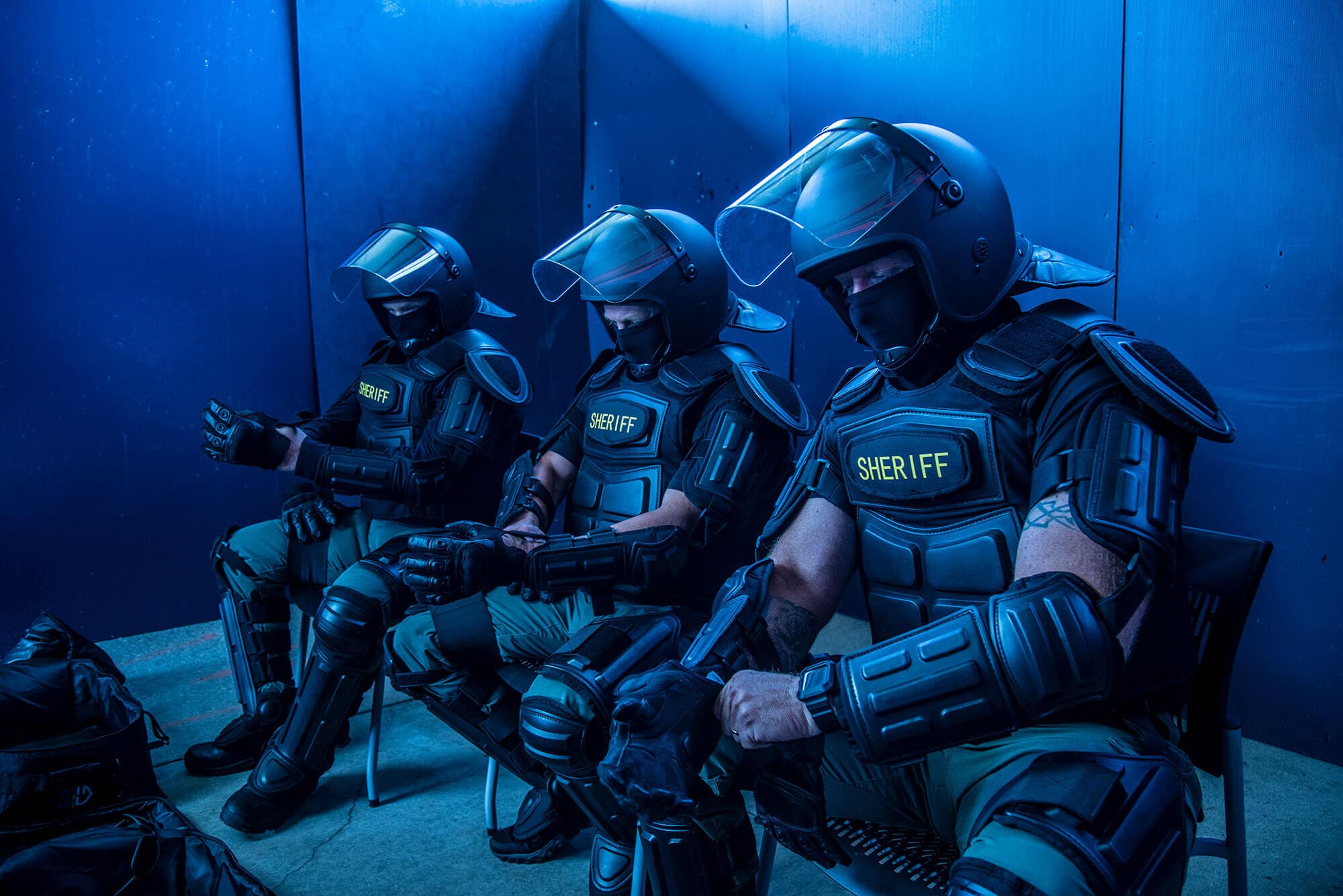 Officer trying on Haven Gear equipment